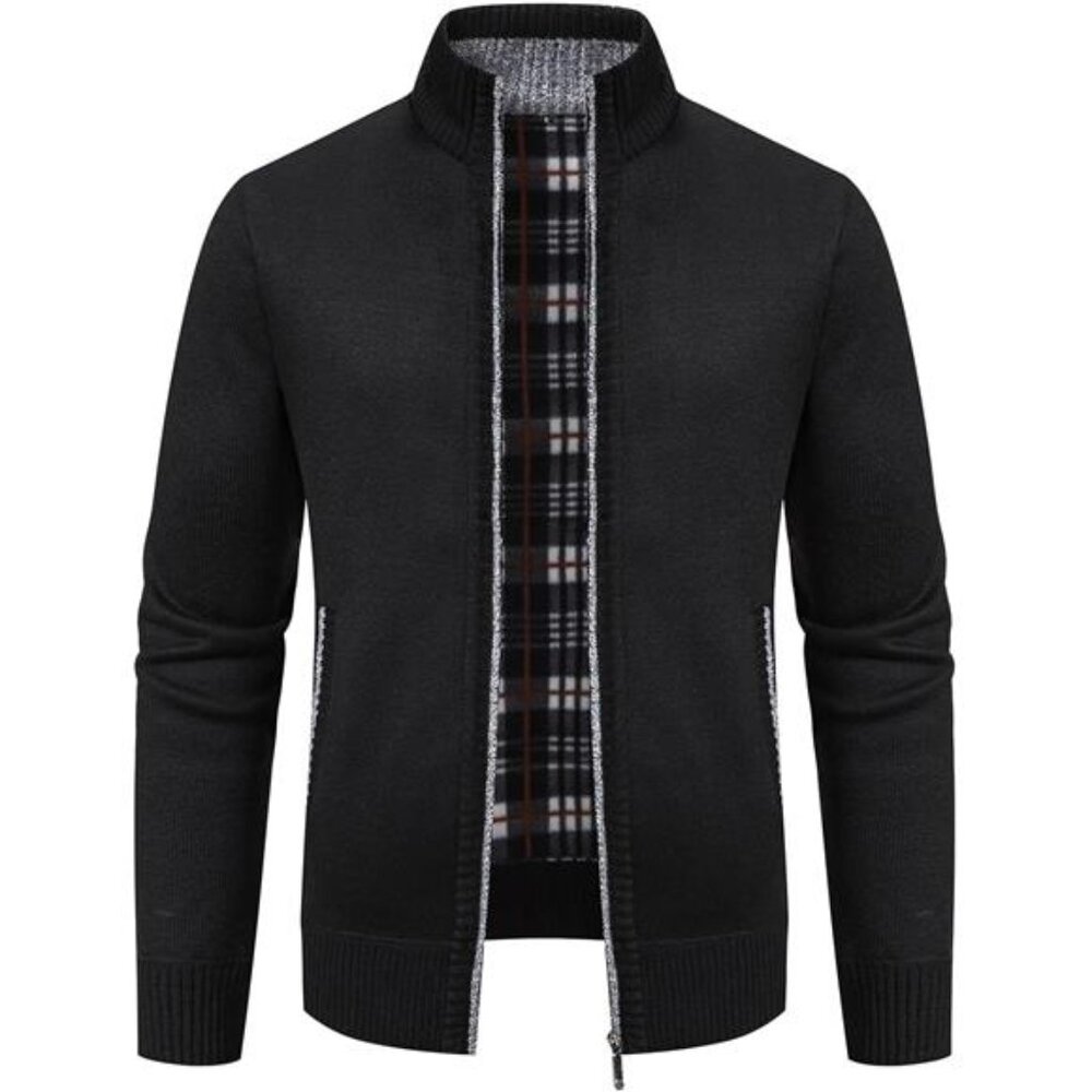 Mens Knit Cardigan Sweater Long Sleeve Zipper Fall Winter Warm Casual Soft Knit